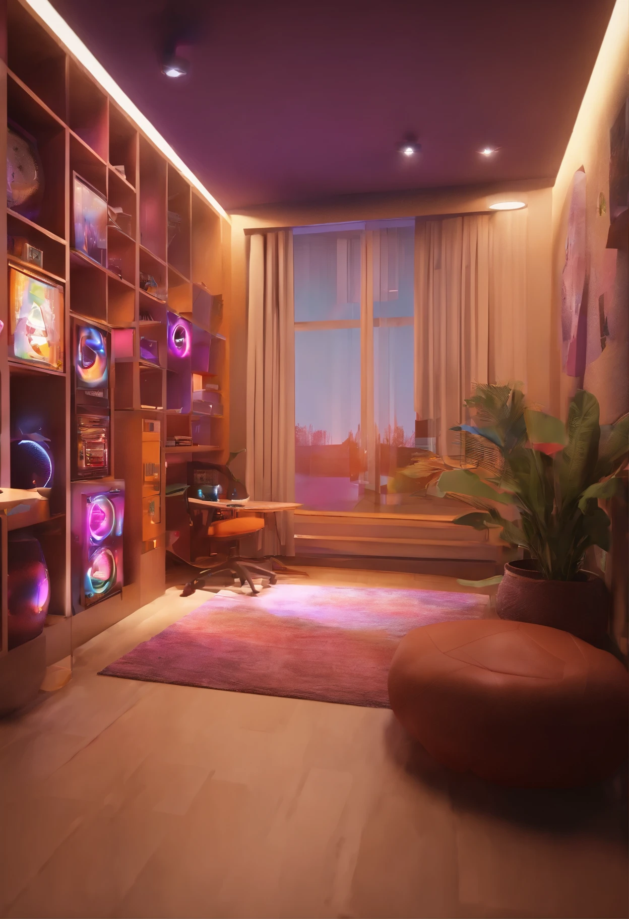 Pasillo gamer con luces led 