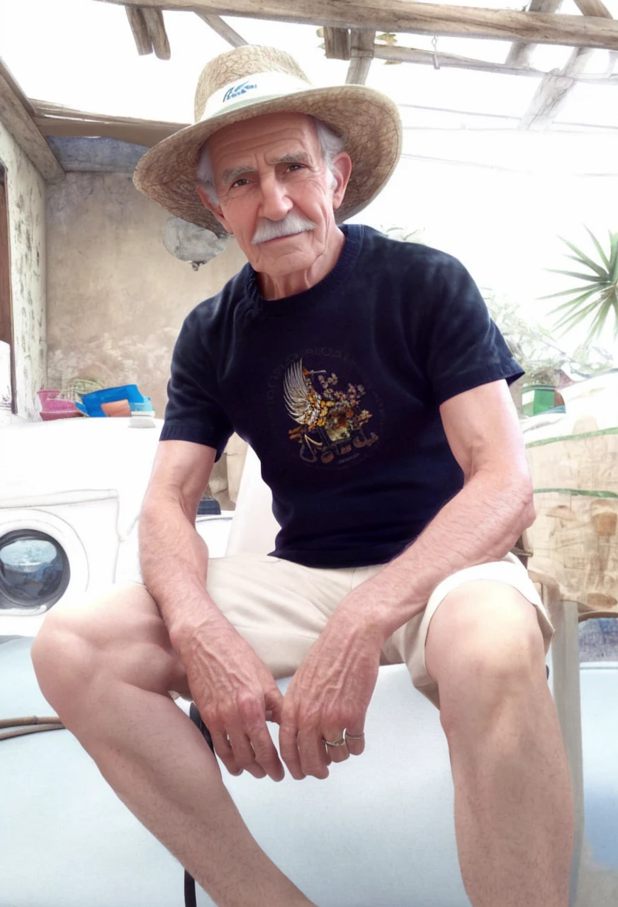 Pixarstyle A waist-high portrait of an elderly man with social clothes, smile, natural skin texture, 4K textures, HDR, intricate, highly detailed, sharp focus, cinematic look, hyper-detailed