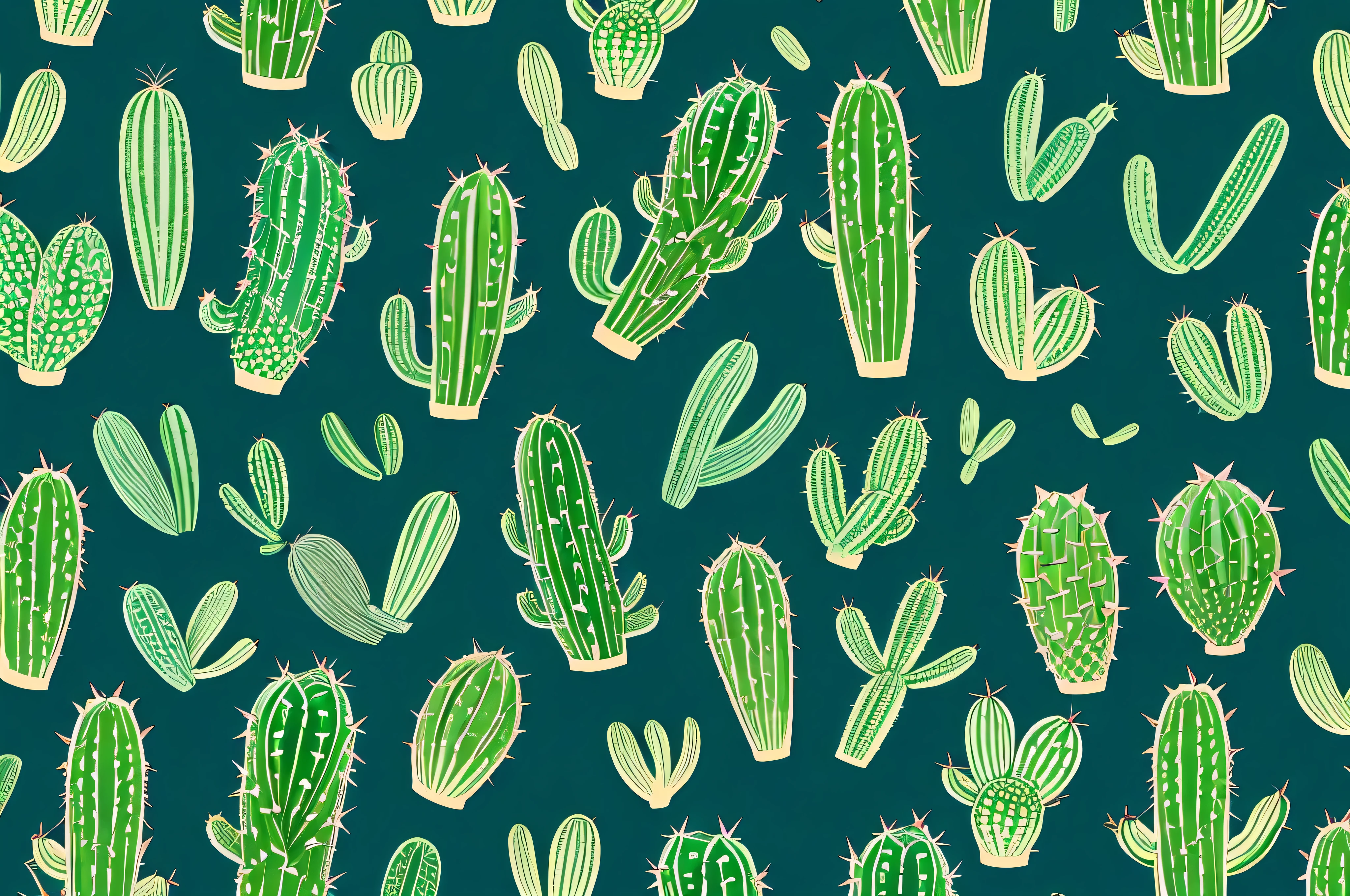 Stock images　Japanese Pattern　Cactus pattern　texture