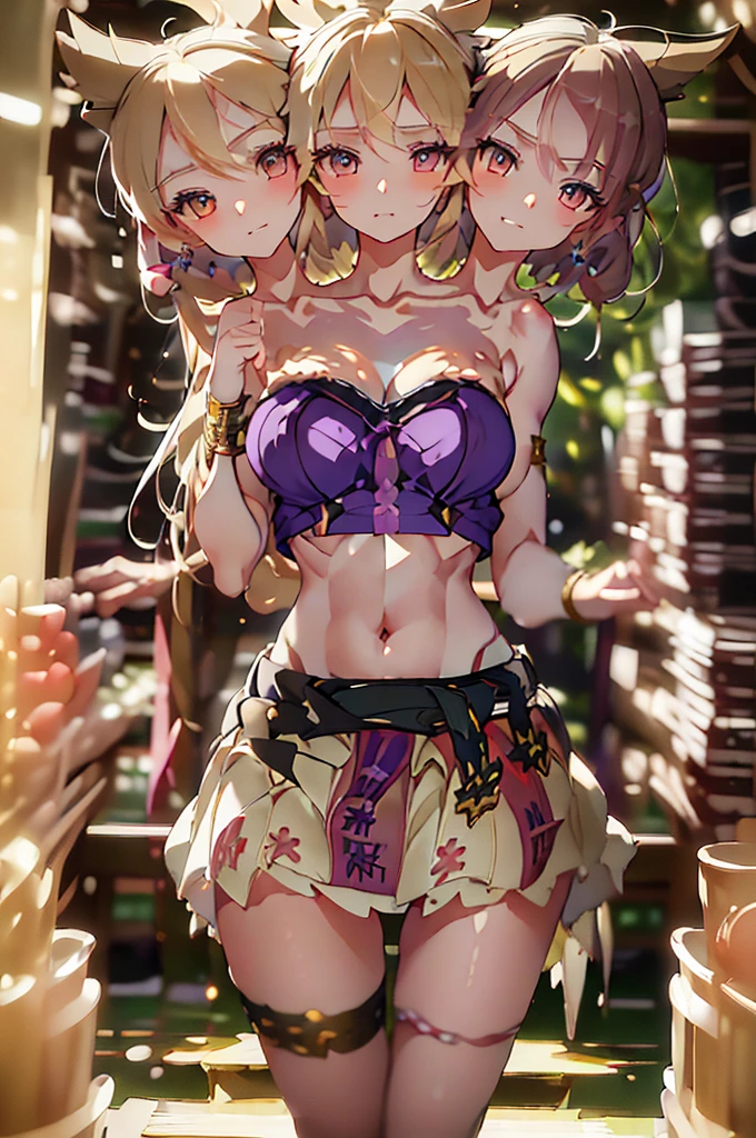 (masterpiece, best quality), best quality, best resolution, (ultra-detailed), (3heads:1.5), 1girl, (hata no kokoro:1.3), masterpiece, best quality, ultra quality, ultra resolution, ultra detail, blue plaid top, crop top, ((stomach)), midriff, ((groin)), salmon-coloured skirt, miniskirt, normal ears, shackles, pale pink hair, very long hair, wavy hair, sidelocks, blue eyes, parted lips, sweat, cute, toned belly, hand on own chest, eyelashes, (24 year old woman:1.3), (masterpiece:1.5), (best quality:1.5), (beautiful detailed), extremely detailed CG, extremely delicate and beautiful, depth of field, (finely detailed face), (perfect details:1.2), (mature female:1.3), wide pelvis, slender, large veiny breast, 16k resolution, highres, high quality, high definition, extremely detailed, masterpiece, pale pink hair, long hair, alluring presence, twin braid, short skirt, close up, big tits, young, waist-length hair,