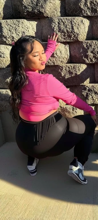 araffe woman sitting on the ground next to a wall with no clothes, thicc, nicki minaj curvy, she has a jiggly fat round belly, skinny waist and thick hips, profile image, shot from the back, insanely inflated hips, big booty, view from the back, from the back, from the side, widest hips, seen from behind, viewed from behind, view from behind, view from the back, shot from the back, half asian, pov from rear, shot from behind, thicc, view from back, photographed from the back, photo from behind, backview, seen from the back, thick thighs, beautiful thick female, thick body, curvy accentuated booty, filipina, beautiful girl, big ass, huge ass, bbw, from behind, thick, thick thighs, wide hips, bbw, big , sideboob, giant ass, back view, big butt, round butt, tight underwear, underwear halfway off, underwear taking off, grabbing ass, ass spilling over underwear, too thick for clothes, underwear only, see-through pants, NAKED, no pants
