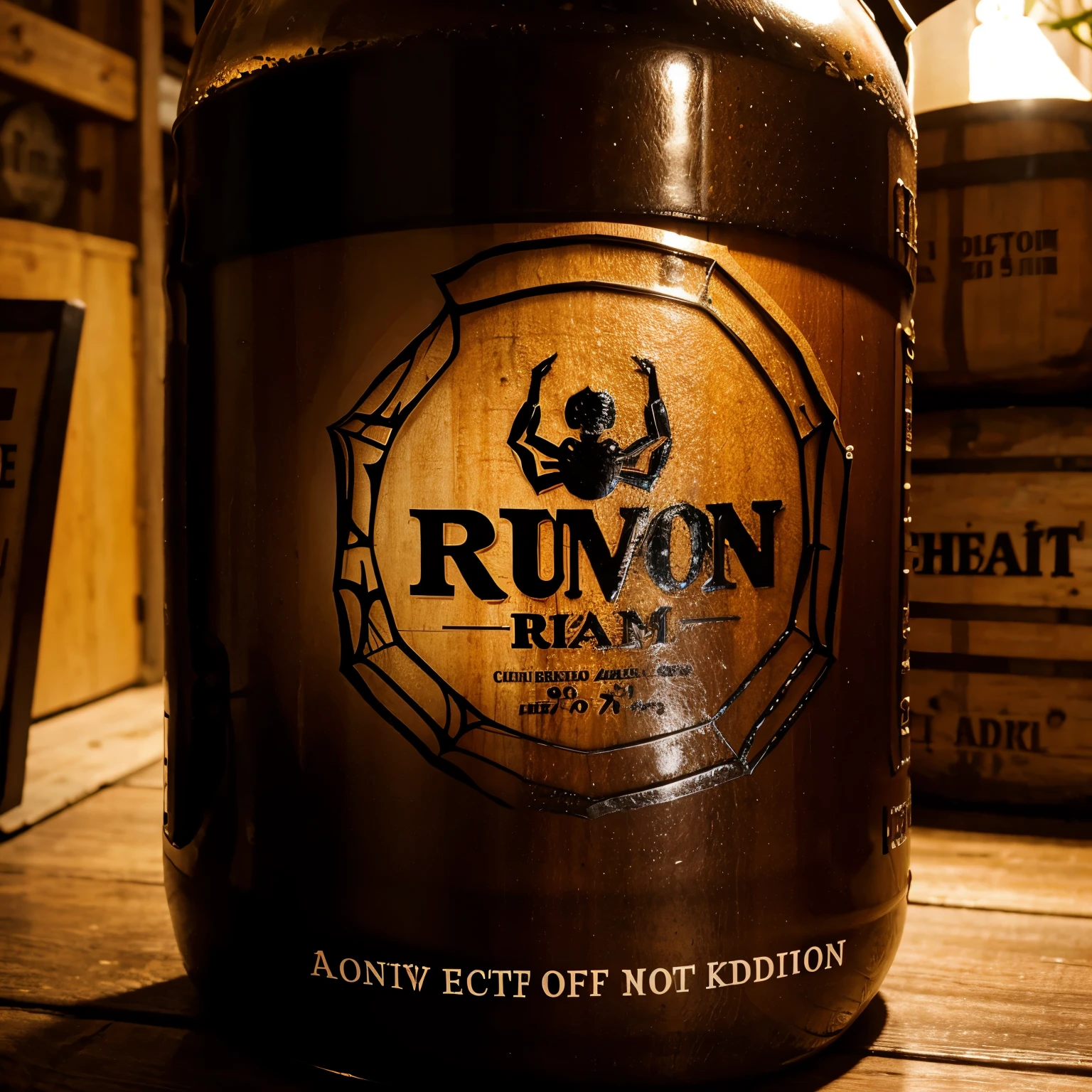 Creative rum advertising with a spider logo