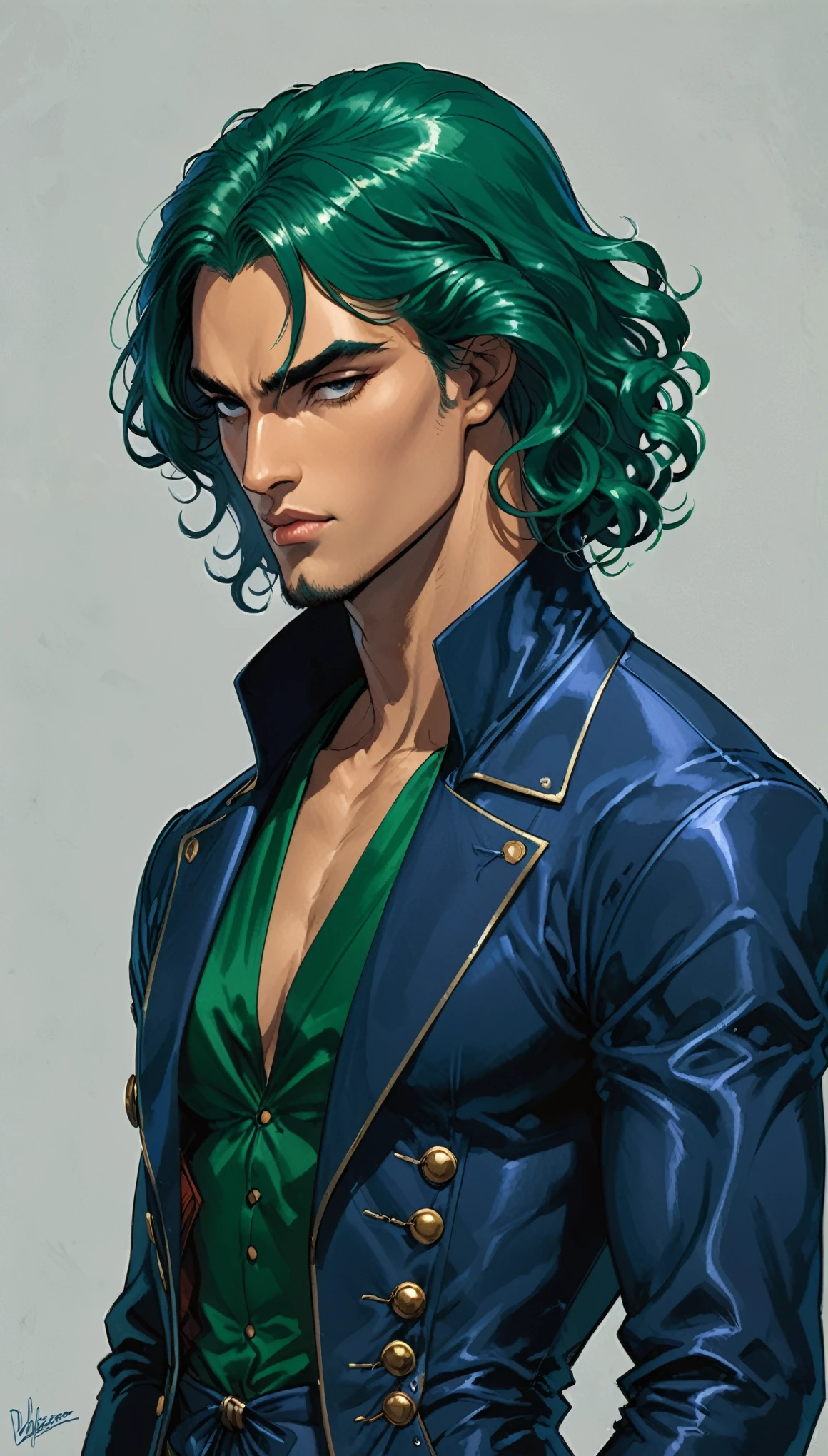 in style of Dante Gabriel Rossetti,in style of Brian Stelfreeze,character concept design,half body,