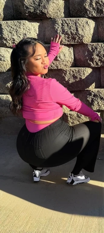 araffe woman sitting on the ground next to a wall with no clothes, thicc, nicki minaj curvy, she has a jiggly fat round belly, skinny waist and thick hips, profile image, shot from the back, insanely inflated hips, big booty, view from the back, from the back, from the side, widest hips, seen from behind, viewed from behind, view from behind, view from the back, shot from the back, half asian, pov from rear, shot from behind, thicc, view from back, photographed from the back, photo from behind, backview, seen from the back, thick thighs, beautiful thick female, thick body, curvy accentuated booty, filipina, beautiful girl, big ass, huge ass, bbw, from behind, thick, thick thighs, wide hips, bbw, big ass, sideboob, giant ass, back view, big butt, round butt, tight underwear, underwear halfway off, underwear taking off, grabbing ass, ass spilling over underwear, too thick for clothes, underwear only, see-through pants, NAKED, no pants, squat ripping through pants