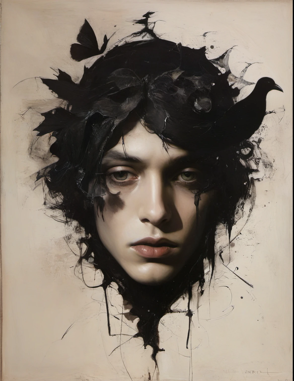 James Gurney, Surrealist art , dream-like, Mysterious, Provocative, symbolic, Complex, detailed,, (Gothic but very beautiful:1.4), (masterpiece, highest quality:1.4) , Nicola Samori Style, Laputa, Young and handsome men、Angel