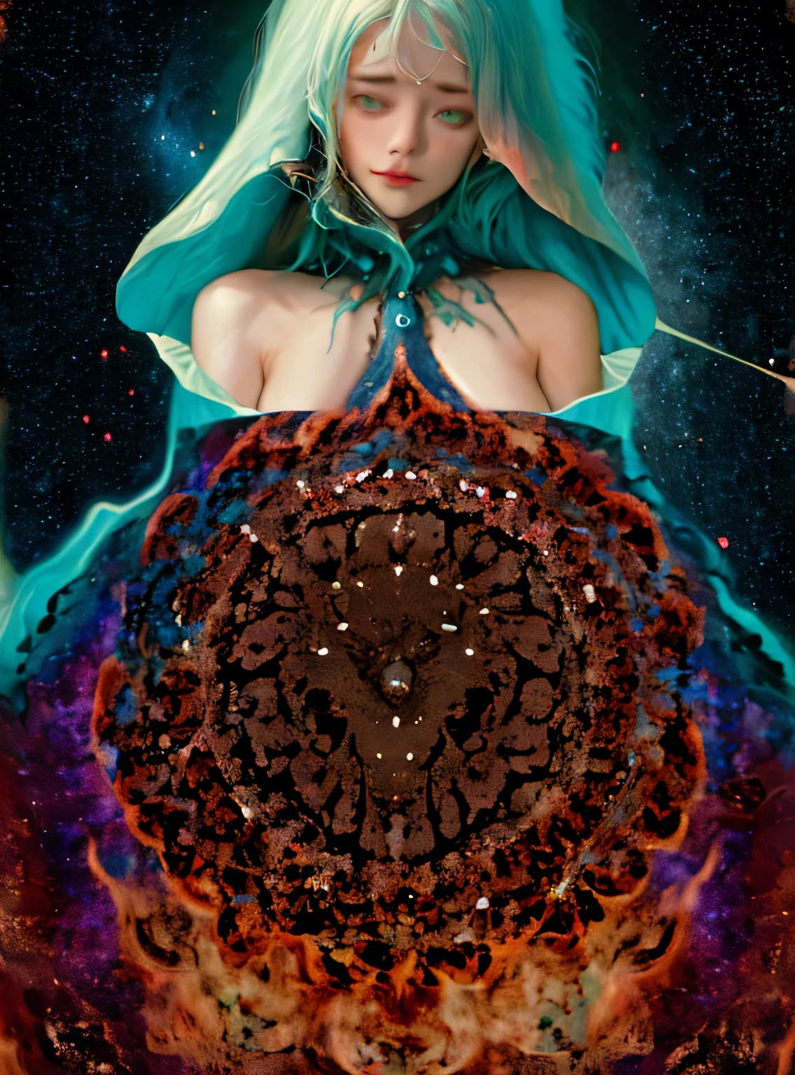 (best quality,highres,masterpiece:1.2),ultra-detailed,Skull with tentacle face, in space,alien creature,intricate patterns,dark and mysterious,cosmic colors,ethereal lighting,dim spaceship interior,ominous atmosphere,otherworldly,nebulae and stars,distant galaxies,creepy and surreal,phosphorescent tentacles,haunting presence,dimensions intertwining,mind-bending perspective,cosmic horror,nightmarish beauty,hypnotic gaze,awe-inspiring,unearthly energy,cosmic chaos and order,transcendent,pulsating with cosmic power,dark matter tendrils,intergalactic entity,evokes fear and fascination