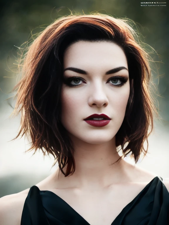 A stunning intricate full color portrait of Stoya as Shelob, wearing a black gown, deep cleavage,, epic character composition, by ilya kuvshinov, alessio albi, nina masic, sharp focus, natural lighting, subsurface scattering, f2, 35mm, film grain, woStoya
