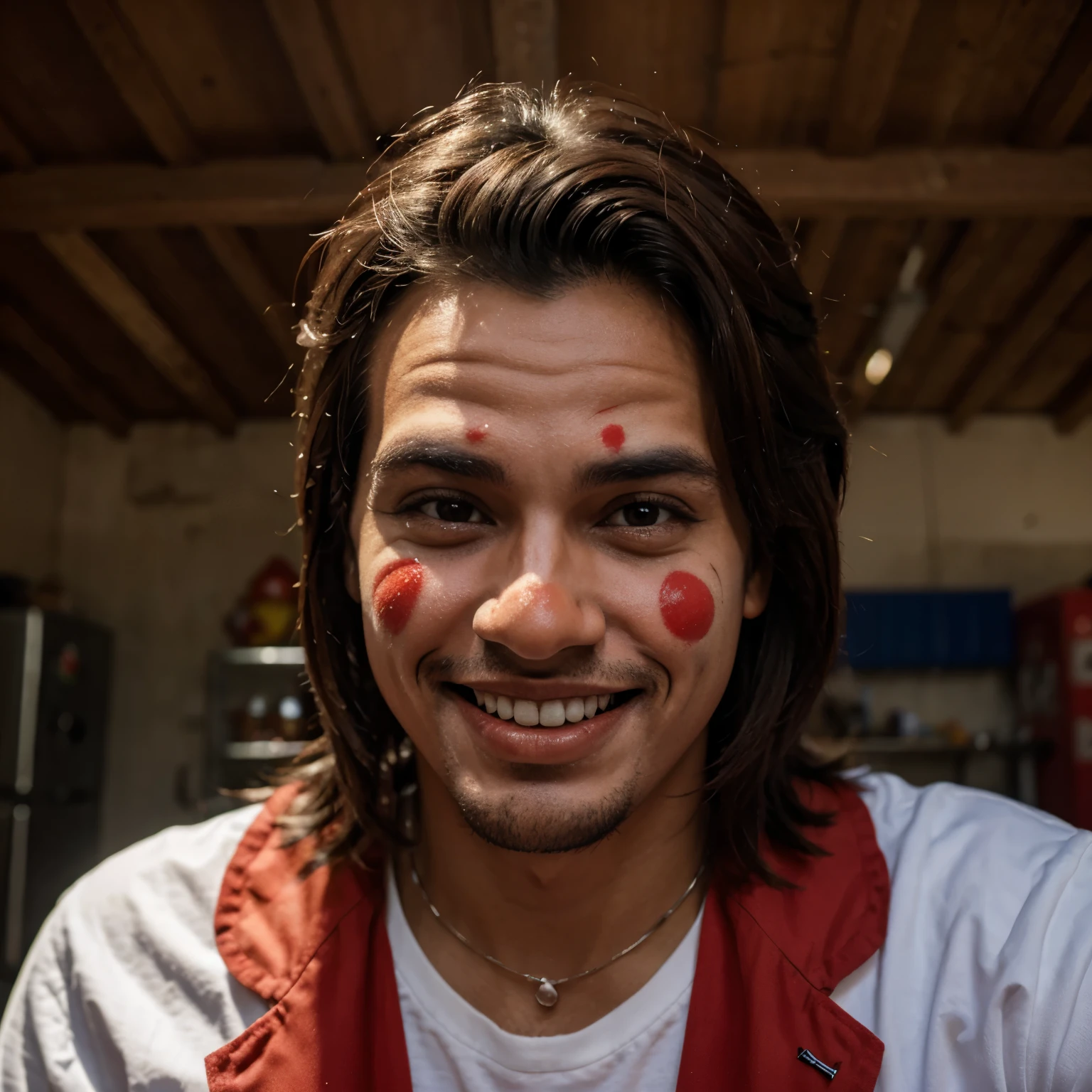 Un payaso triste pero con una sonrisa