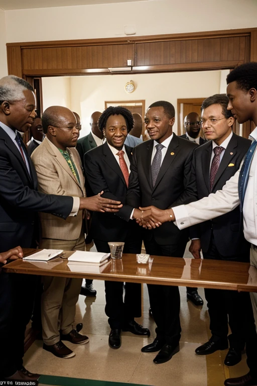 Inclusion: Consider an image of Mandela meeting with leaders of different racial communities in South Africa.. This meeting symbolizes their inclusive and participatory approach to decision-making.