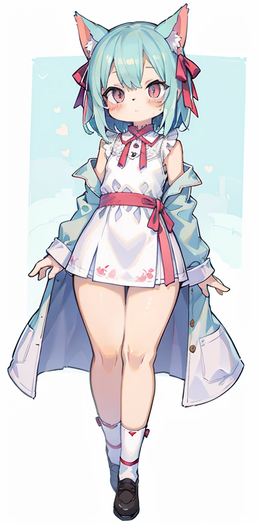 cat, full body, adult body, 1 girl, medium chest, legs, thighs, (pastel color: 1.5), (cute illustration: 1.5), (watercolor: 1.2), white background background