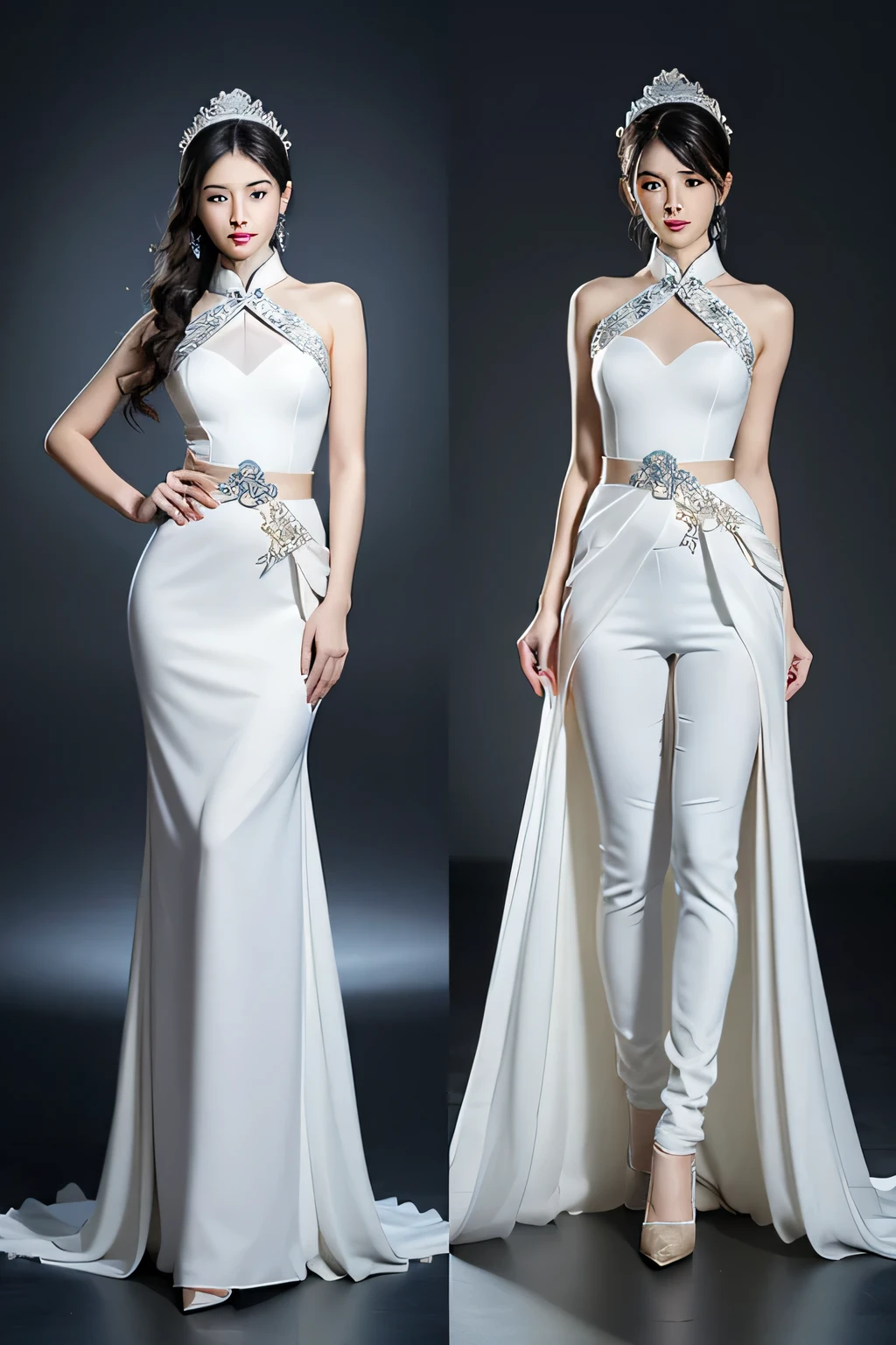 A Chinese noble and elegant adult,Blooming with unique style。Belt tied at waist,Outline the beauty of curves,Show off your beautiful figure。The skirt is light and elegant,Pants are neat and stylish,Perfect proportions,Showing dignity and tranquility、Elegant and luxurious,Like an elegant fairy,Exuding charming charm and style,It's mesmerizing。