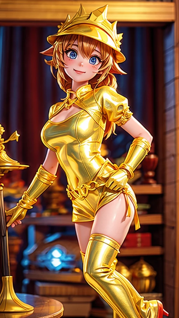 Girl holding a gold trophy