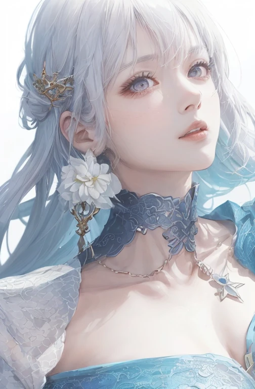 The best AI image creation tools、1 beautiful girl、(Big purple round eyes)、alone、Realistic,lips,Tabletop,highest quality,Excellent anatomy,Skin Texture、White Background、Small breasts、(Pink Hair)、(Glasses)、White Dress、Fantasy art style, Palace-like 、 green. Thin Hair, Beautiful fantasy art portraits, Highly detailed digital art in 4K, Beautiful fantasy empress, Gweiz-style artwork, ((Beautiful fantasy empress)), 8K high quality, detailed art, Beautiful anime portraits