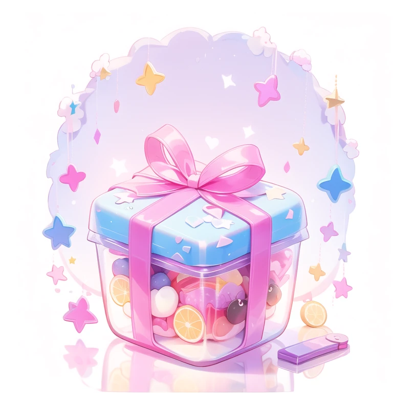 A cute cartoon matte transparent acrylic gift with ribbon