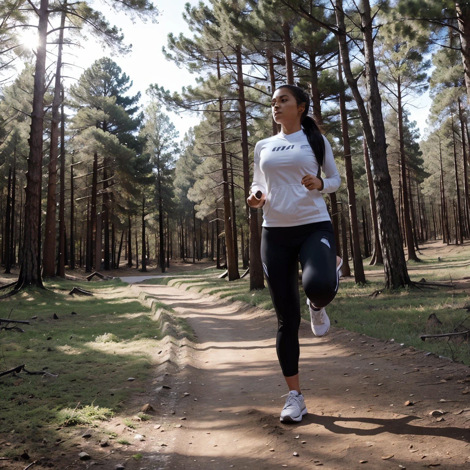 Mujer haciendo ejercicio en un bosque