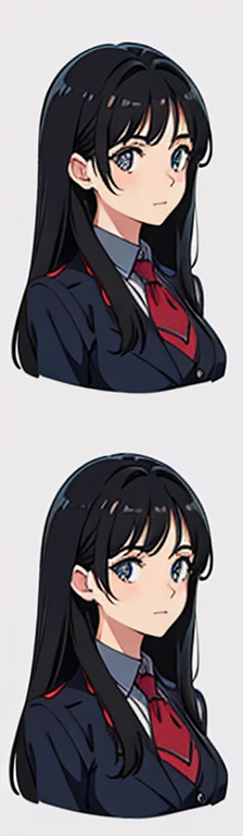 Long hair,Black Hair,Full front,Simple background