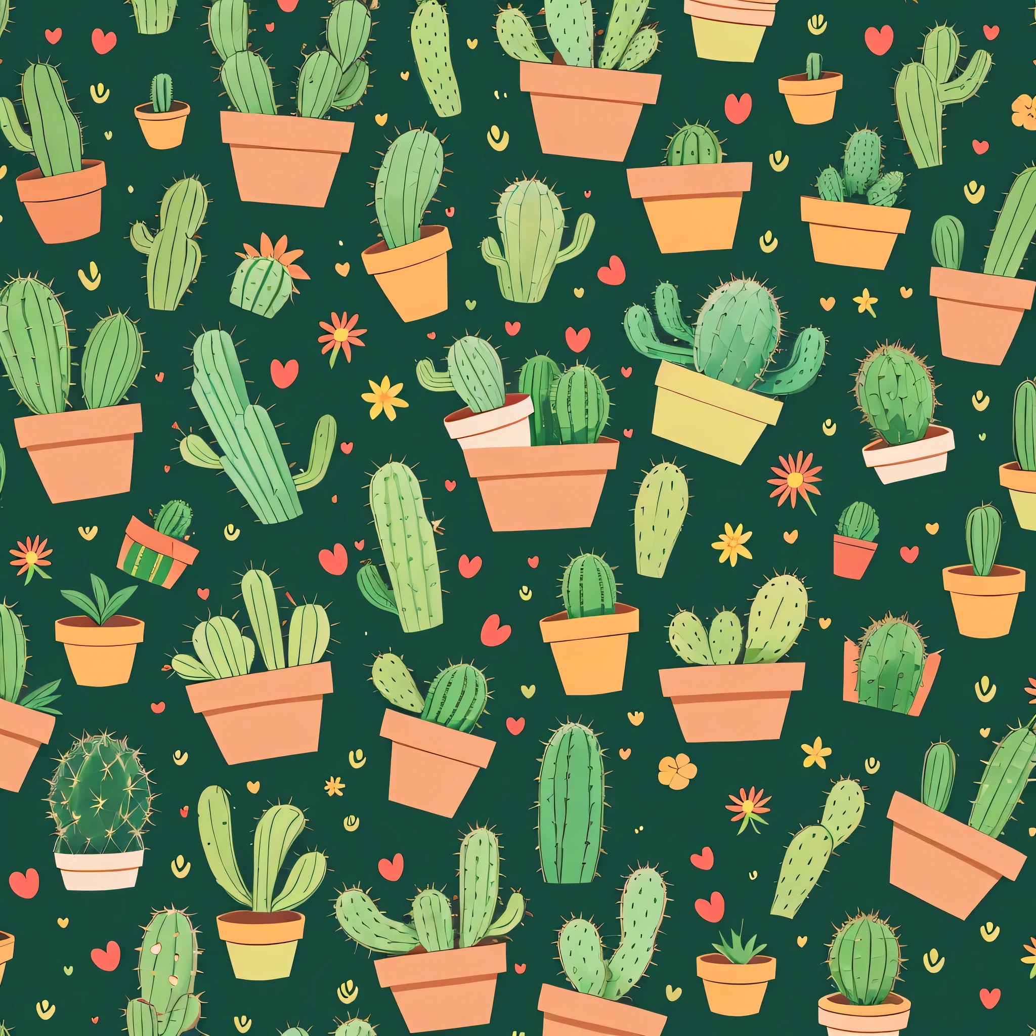 Cute cactus mascot character background through