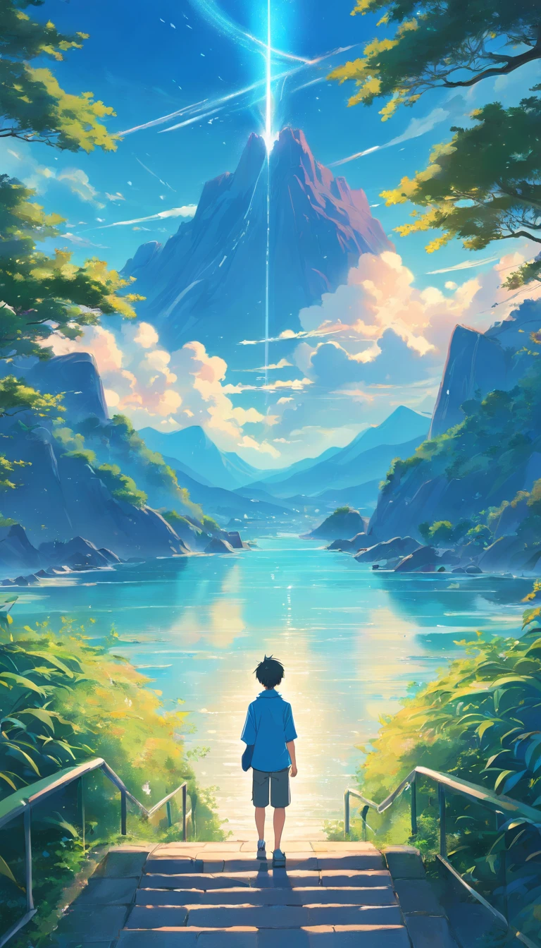 The cover photo contains a man dressed in blue with an isekai theme with a beautiful view behind the character and there is writing Reincarnation is not as beautiful as the imagination