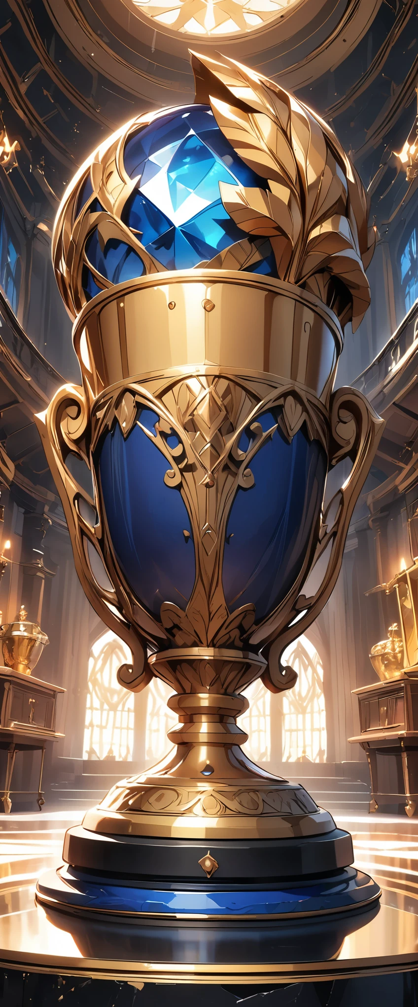 ((Masterpiece, top quality, high resolution)), ((highly detailed CG unified 8K wallpaper)), Golden Trophy,