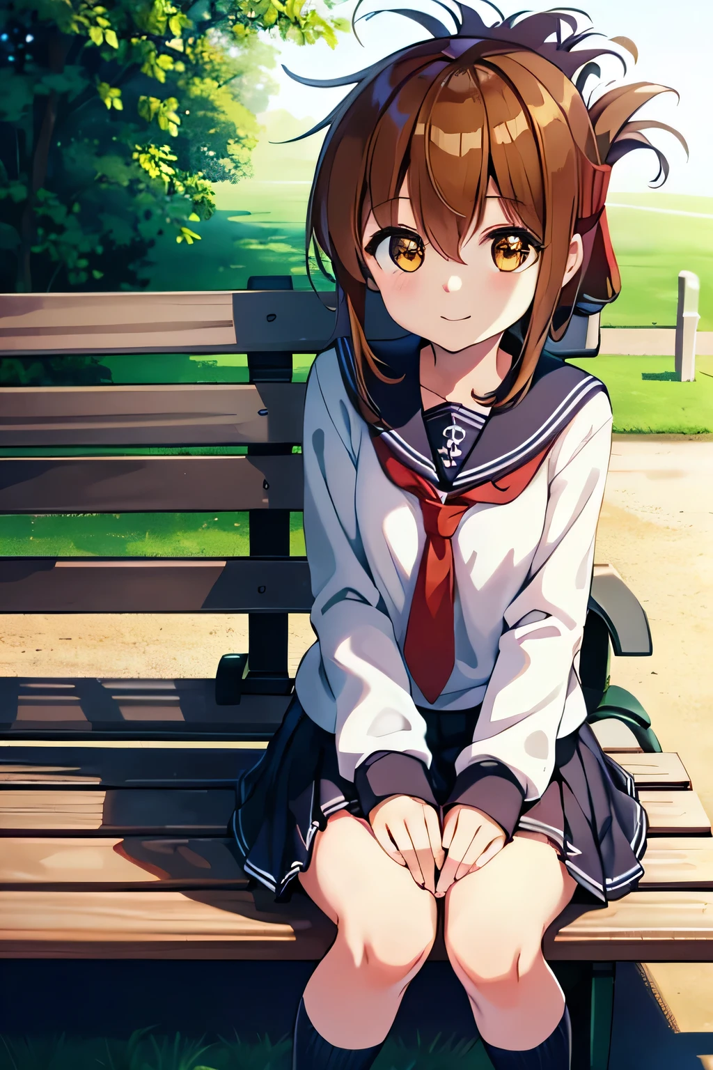 Tabletop, highest quality, 8k_wallpaper, (beautiful eye), ((cute)), cute, (Lovely), (Tennis court on a sunny day),1 girl,,1 ,Stand next to the car,smile,Face close-up、Portraiture(((Tennis court)))(((Tennis Wear)))(((Sit on a bench and relax))),(masterpiece, highest quality:1.2),figure,8k,High resolution,One girl,alone,Upper Body,(Portraiture:1.2),Brown_hair,Folded_ponytail,Brown_eye,serafuku,length_hair,School_uniform,skirt,Pleats_skirt,