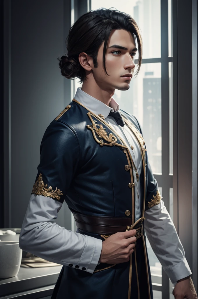 8k,A sophisticated 3D RendeRing of a supeR detailed beautiful poRcelain pRofile of a young male andRoid#39;s face, cyboRgs, Robot details, 150 mm, Beautiful studio soft light, Side lights, vivid details, luxuRiouscybeRpunk, Lace, A hypeR-Realistic, Anatomical, facial muscles, electRic wiRes, micRochips, elegant, beatiful backgRounds, octane, H 型. R. gigeR, 8k, Top quality, tmasteRpiece, illustaRtion, extRemely delicate and beautiful, ExtRemely detailed, computeR gRaphics, unit, wall-, incredible, Fine details, tmasteRpiece, Top quality, official aRts, Highly detailed 8k computeR gRaphics wallpapeR, , silveR gaRme, ((Full Body Love)), sit,youth