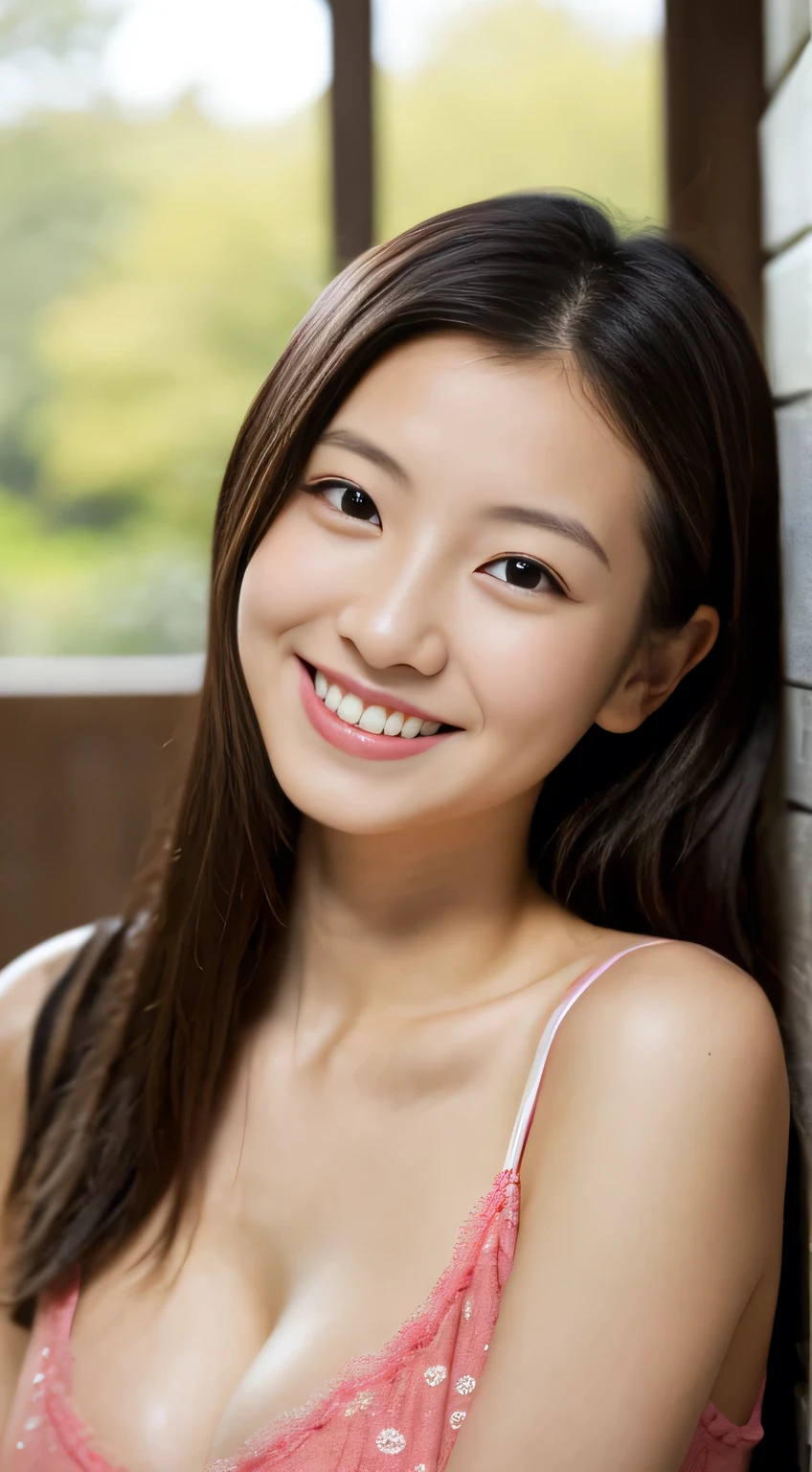 masterpiece,best quality,(Japanese ),((Beautiful girl)),cleavage,indoor,(perfect body beauty:1.2),(shy smile),beautiful teeth,