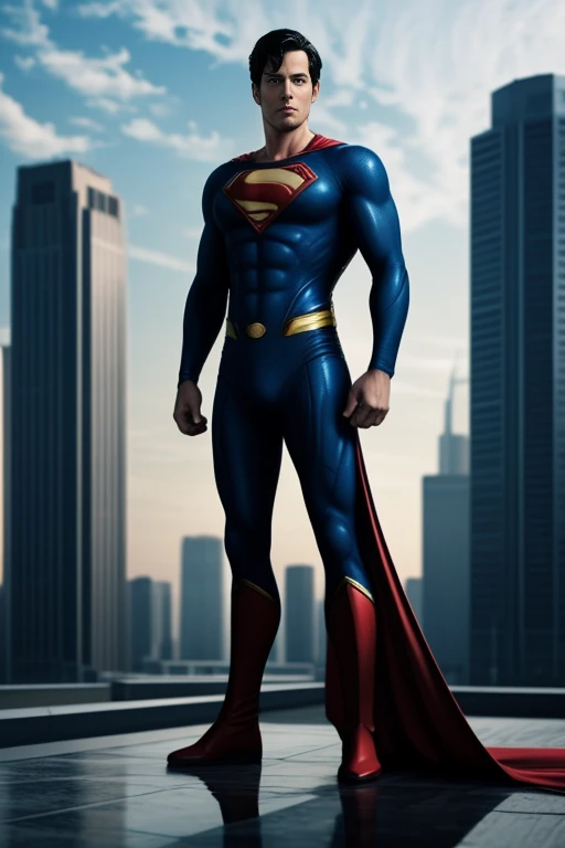 superman Standing on the Rooftop, full body shot