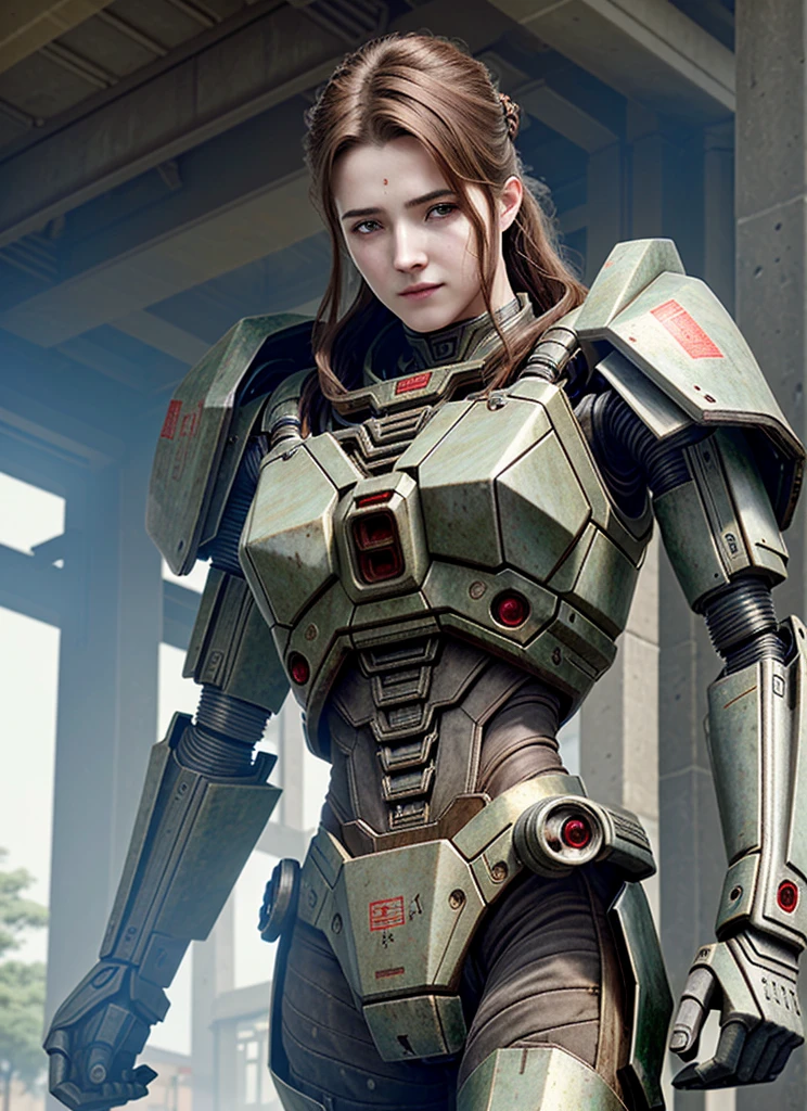 (Nancy McDonnell)，dark_fantasy,Cyberpunk,(Chainsaw,Chainsaw man,Red:1.1),1 person,Mechanical wonder,Robots exist,cybernetic guardian, Wearing a worn out mecha suit, Wheels within wheels, (Steel Metal [Rusty]), elegant, Be focused, Photo by Greg Rutkowski, soft light, Vibrant colors, masterpiece, ((street)), Cowboy shooting, Dynamic poses,((best quality)), ((masterpiece)), (Very detailed: 1.3), 3D, Shitu-mecha, In the ruins of a forgotten war city，Beautiful cyberpunk woman wearing crown，Wearing a mecha, Long silver hair, sci-fi tech, HDR (High Dynamic Range), Ray Tracing, NVIDIA RTX, Super Resolution, Unreal 5, Subsurface scattering, PBR Textures, Post-Processing, Anisotropic filtering, Depth of Field, Maximum Acutance and Acutance, Multi-layer textures, Albedo and Specular Maps, Surface Shading, Accurately simulate the interaction of light and matter, Perfect proportion, Octane Rendering, Two-tone lighting, Low ISO, White Balance, Rule of Thirds, Large aperture, 8K Native, High-efficiency sub-pixel, sub-pixel convolution, glowing particles, Light Scattering, Tyndall effect