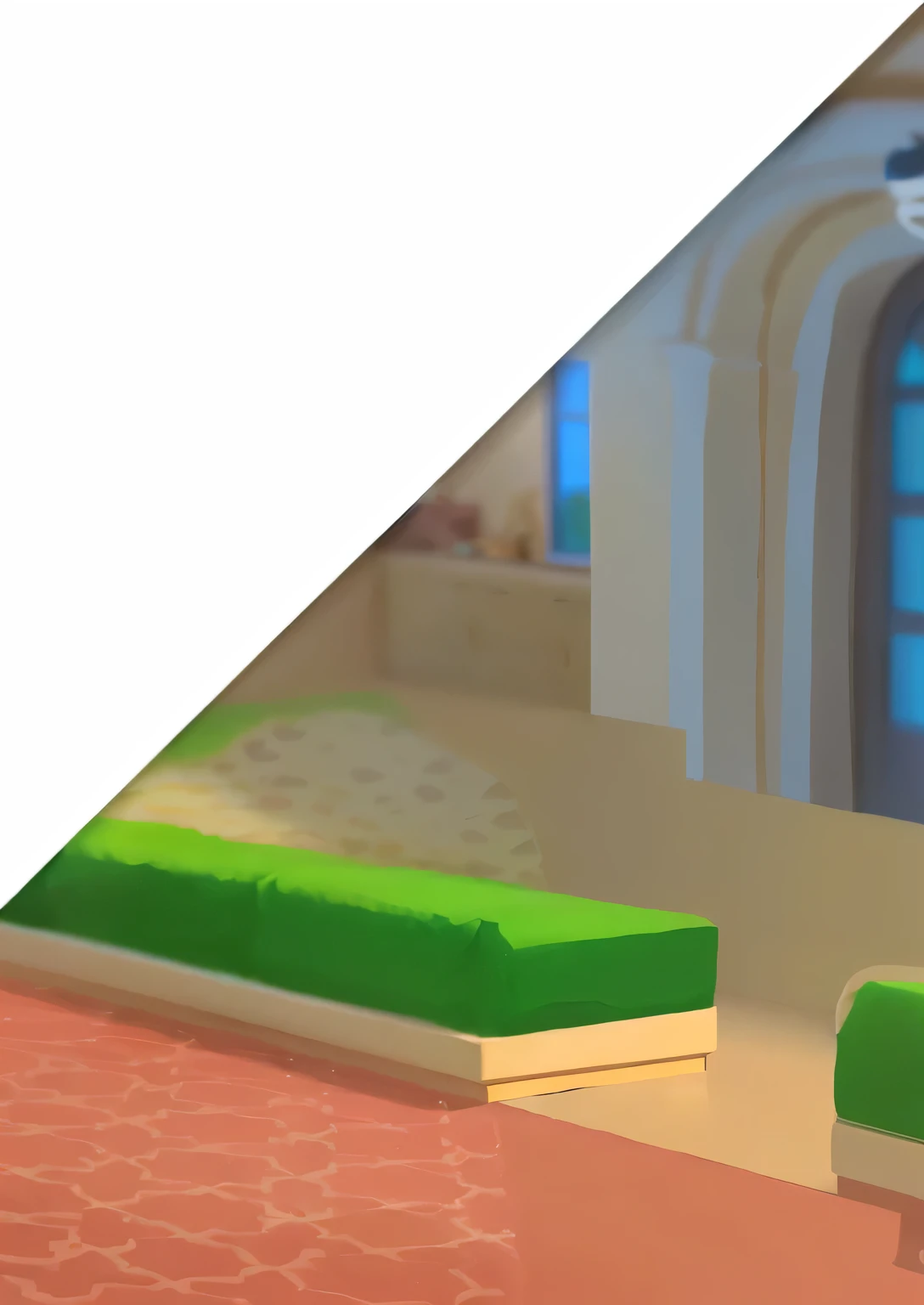 Cartoon of a woman talking on the phone in the living room, Smoothing out small details, surreal content, Contextureless, background hyper detailed, Ultra-detailed scenes, animal crossing style, Low quality sharpened graphics, background(hard), Soft shadow transitions, Super detail for every object, Split screen, Stylized layered textures, Perfect Shadow, Upgrade to high resolution