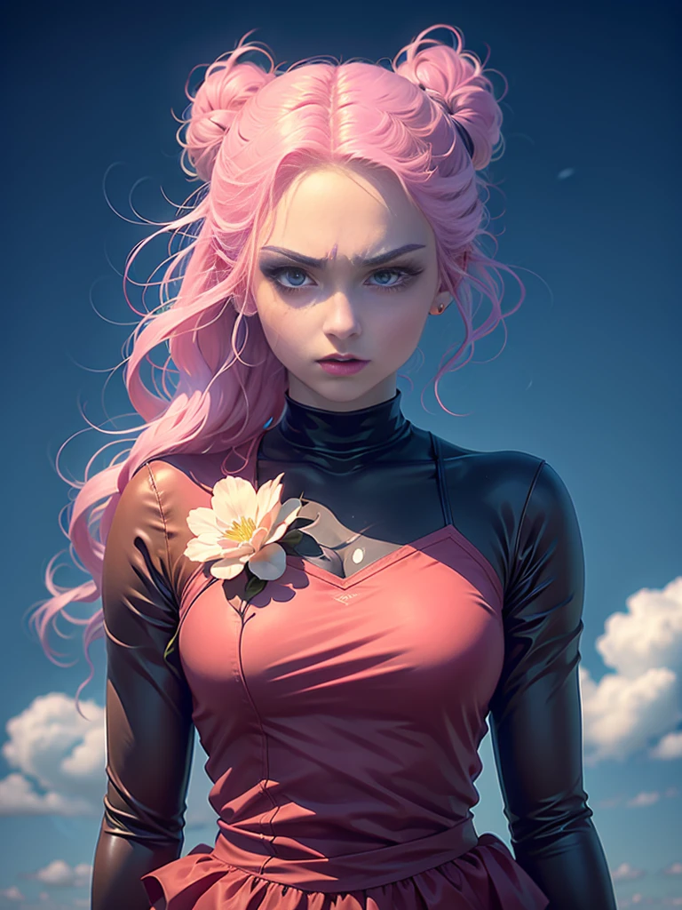 drawing of a woman with a flower on her face, anime styled, jojo anime style, detailed anime face, anime face, hisoka, highly detailed angry anime face, anime inspired, face anime portrait, angry look, stern look, pretty anime face, yayoi kasuma, anime style character, anime style portrait, portrait of hisoka hunter hunter