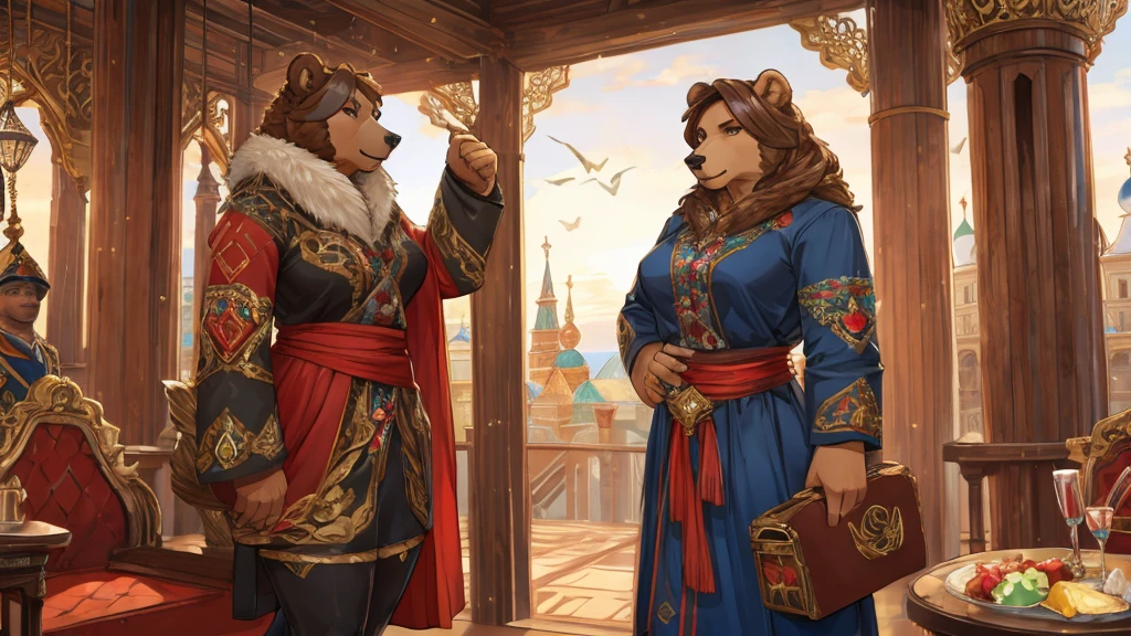 Russian style，Mother bear，strong，Female characteristics，Detailed character details