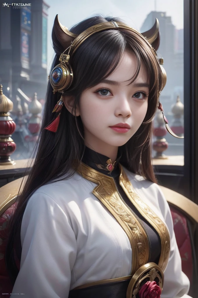 (high quality), (masterpiece), (detailed), 8k, Surrealistic depiction of futurism (1 girl 1.2), Japanese Characters. Meticulous details bring the characters to life in this stunning visual composition, Demonstrating a seamless blend of tradition and innovation. Popular on artstation.