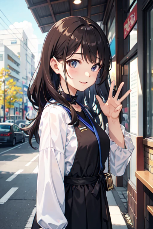 ((highest quality)), ((masterpiece)), (detailed), Perfect Face 1.	Appearance:
	•	ユイは明るい笑顔でPauseを取っています。
	• Wears casual and stylish clothing。
	• Cafes, parks, etc.、リラックスした雰囲気のbackgroundがあります。
	2.	Features:
	• A bright and lively face。
	•	元気いっぱいの目と笑顔がFeatures的です。
	• Friendly and welcoming atmosphere。
	3.	Pause:
	•	cameraに向かってPauseをとっています。
	• Waving、They are making V signs.。
	4.	background:
	• Cafes, parks, etc.、リラックスした雰囲気のbackgroundがあります。
	• Bright and warm atmosphere。
	5.	others:
	• It would be nice to have some props that represent Yui&#39;s hobbies and special skills.（example：camera、Book、Coffee cups etc.）。

Use this prompt to、Try generating a character image based on the bright and cheerful image of Yui.。