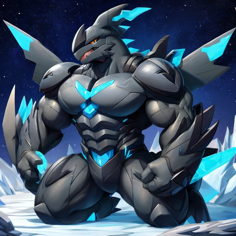 Pokemon Zekrom, Kyurem, Kyrem back, thick biceps, arm made of ice