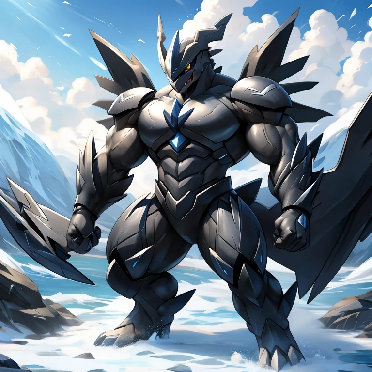 Pokemon Zekrom, Kyurem, Kyrem black, thick biceps, frozen arm