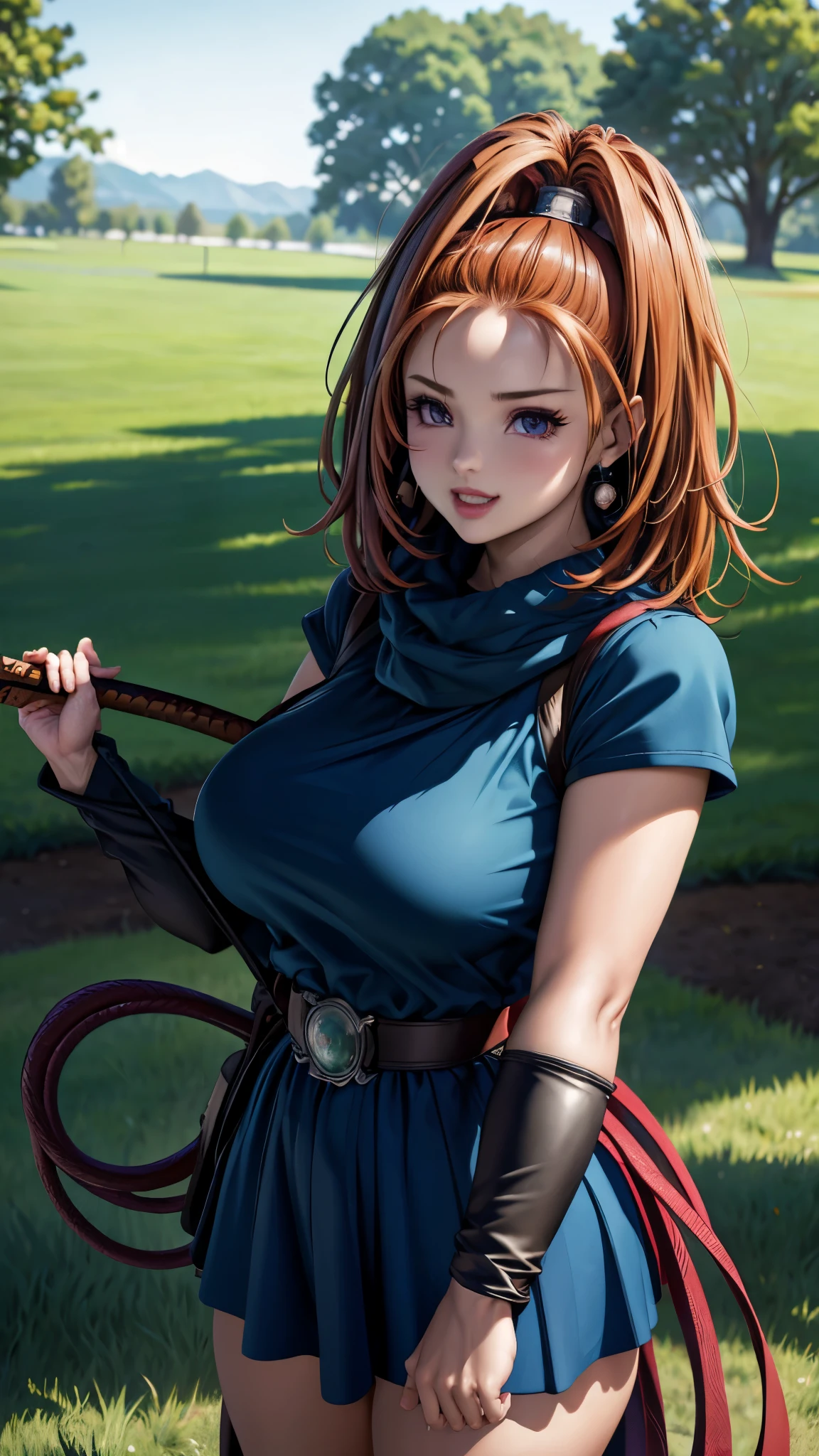 (best quality,4k,8k,highres,masterpiece:1.2),ultra-detailed,(realistic,photorealistic,photo-realistic:1.37),HDR,UHD,ultra-fine painting,sharp focus,physically-based rendering,extreme detail description,professional,vivid colors,bokeh,portrait,1 girl,((catseye)),((barbara)),dragon quest,(perfect finger),grass field,grab whip,very cute,curvy body