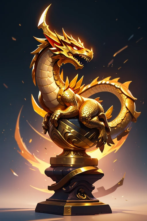 high details, high quality, high-definition32K, "Artistic", "Ingenious form", "Climbing Dragon", "(Gold Trophy)", "Strength", "Movement", "shine", "delicate", "Simple Background", "creativity", "Impression"