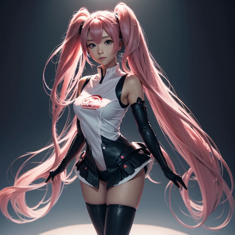 bonito e sexy, cabelo rosa, Uma coelha em forma humana, ultra realista, detailed lighting, anime, Tenente, full body standing.