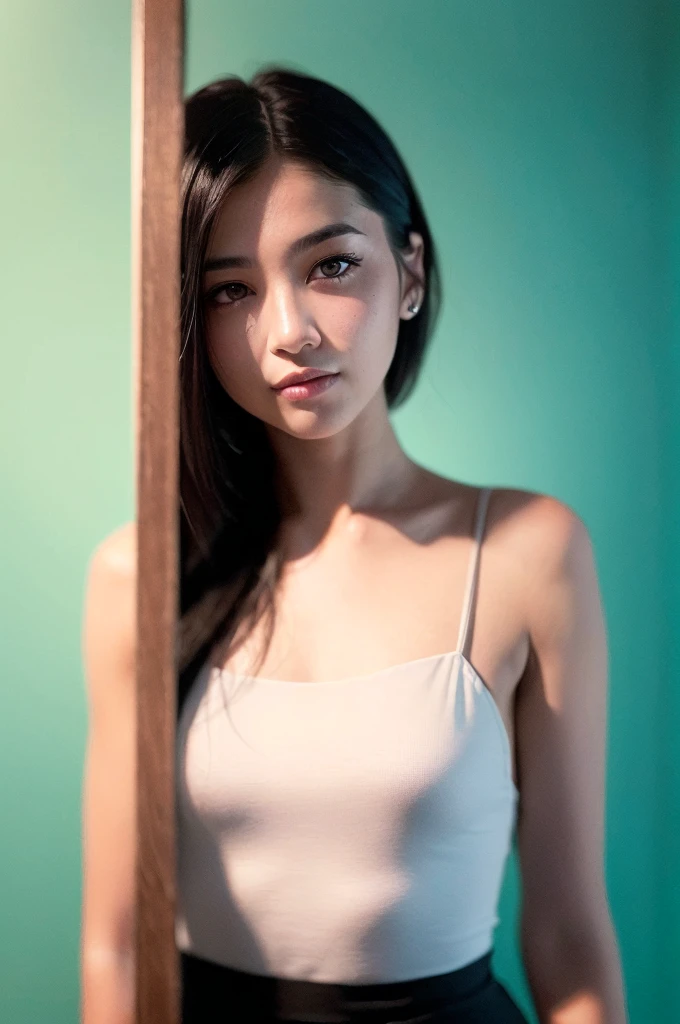 1 Girl,Beautiful retro colors, Instagram (photoPractical, high resolution:1.4), ((Puffy eyes)), Looking at the audience, , whole body (8k, original photo, best quality, masterpiece:1.2), (Practical, photo-Practical:1.37),(Clear focus:1.2), Professional lighting, Photon Mapping, Radiosity, Physically Based Rendering, (Pale skin:1.2),(Small Breasts:1.2), Looking at the audience, (Medium-length hair:1.5), portrait, Purple Eyes, (Elongated hair:1.1),Bangs, (Simple background:1.4), Solitary, Upper Body, Practical,(masterpiece:1.4),(best quality:1.4),(Glowing skin),Rob a girl,cosmetic,Smile(Skinny,Shut up,Shy :1.3) ,(permanent,Black Stewardess,Necromancer:1.1),Medium bust,Sexy pose ,