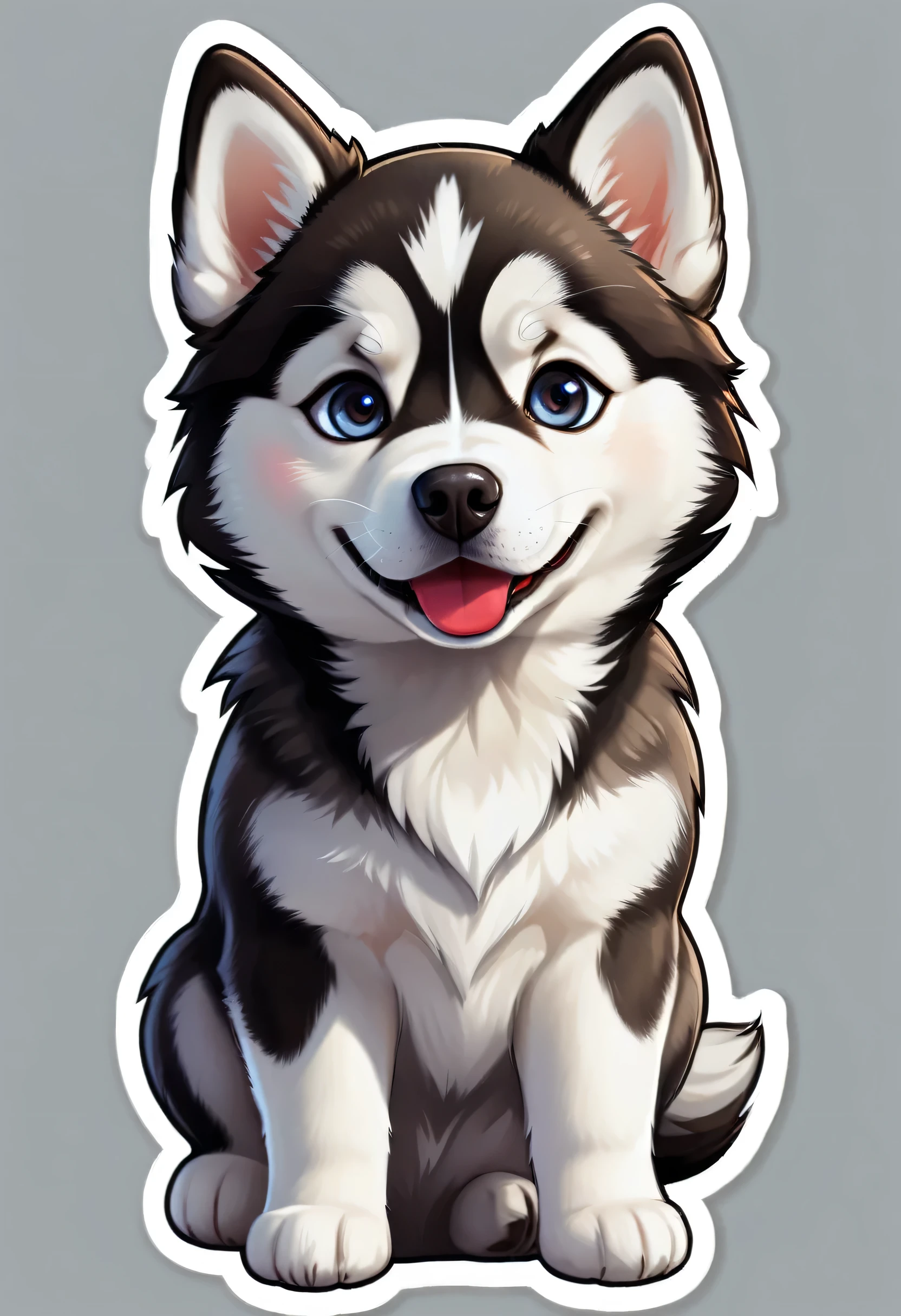 1 sticker, puppy, Siberian Husky, Round eyes, Cute eyes, Cute gestures, Cute expression, Simple Background