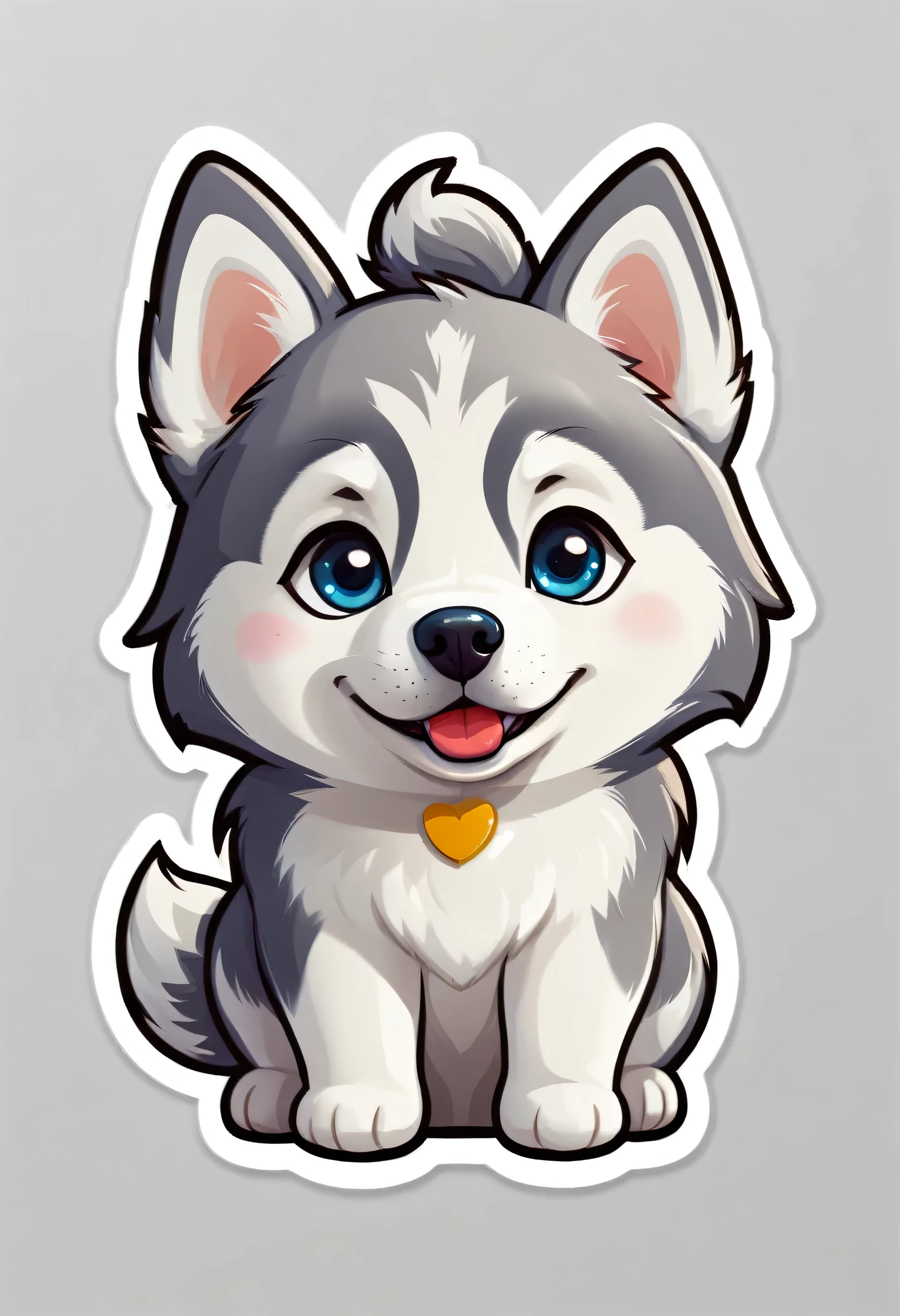 1 sticker, puppy, Siberian Husky, Round eyes, Cute eyes, Cute gestures, Cute expression, Simple Background