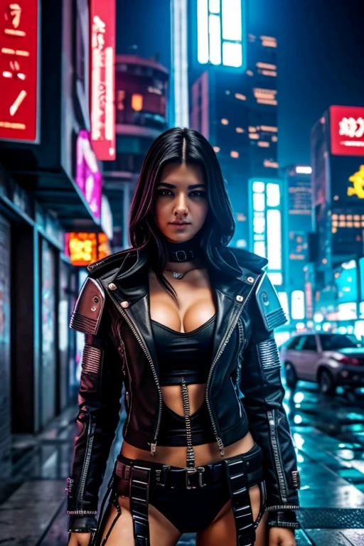 mulher cyberpunk agachada