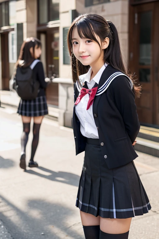 Cute Girls、Idol、Schoolgirl uniform、mini skirt、Black Pantyhose