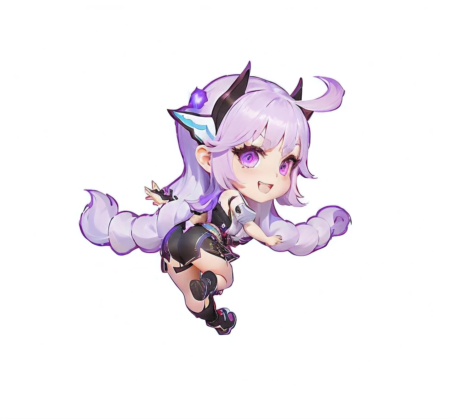Cartoon image of a girl with purple hair and black top, Keda, Maple Story Character Art, advanced digital Red Cliff art, Mysterious art style, 2D Sprites, Genshin Impact Characters, Official Character Art, Red Cliff monster girl, Red Cliff, , Black, Ayaka Genshin Impact, MapleStory Mouse, Hero 2D Fanart Art
