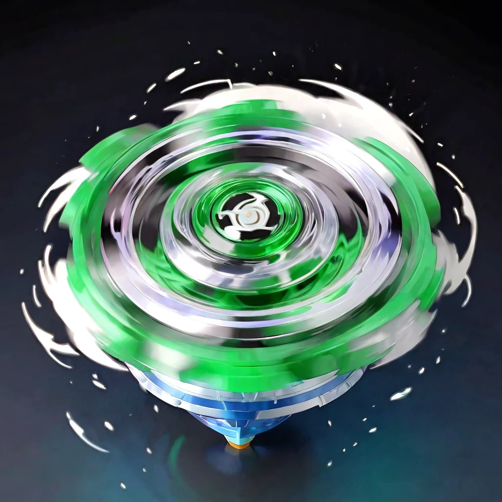 masterpiece, best quality, black and white sketch on white background, ultra-detailed sketch of a dynamic green Beyblade top mid-spin, capturing the motion and energy as if it has just been launched. The spinning should create an intsense blur effect around the whole beyblade, emphasizing the speed and dynamism of the Beyblade. The top should show motion lines and a slight distortion to convey movement, intense blur effect, Anime-influenced graphic look, no human, anime-inspired style, isometric view, gradient background, no people, no person