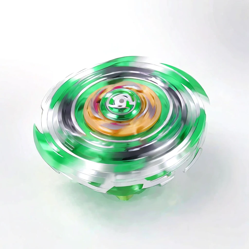 masterpiece, best quality, black and white sketch on white background, ultra-detailed sketch of a dynamic green Beyblade top mid-spin, capturing the motion and energy as if it has just been launched. The spinning should create an intsense blur effect around the whole beyblade, emphasizing the speed and dynamism of the Beyblade. The top should show motion lines and a slight distortion to convey movement, intense blur effect, Anime-influenced graphic look, no human, anime-inspired style, isometric view, gradient background, no people, no person