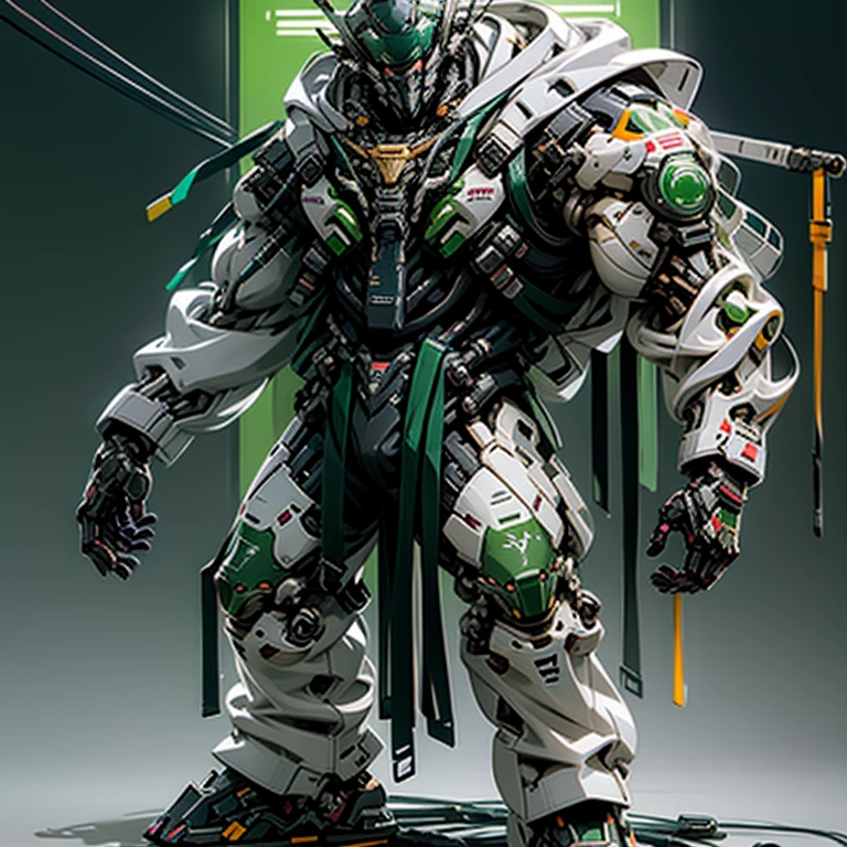 Long shot, full view, full body, centered image, Action pose, buzz lightyear, transparent astronaut helmet, very muscular, wearing astronaut mecha suit, white, grey and green color, damage, broken, showing wiring and pipe on suit