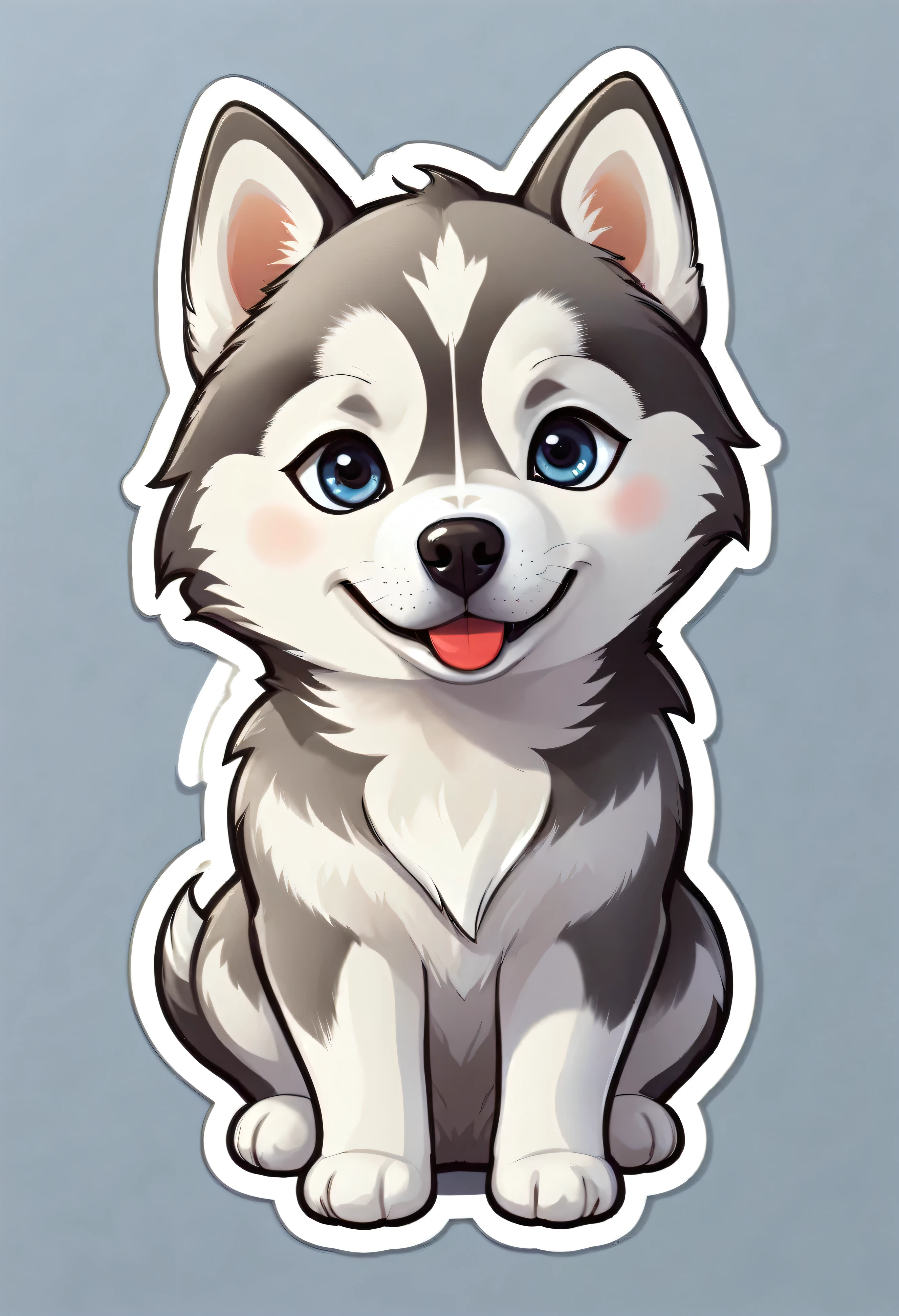 1 sticker, puppy, Siberian Husky, Round eyes, Cute eyes, Cute gestures, Cute expression, Simple Background