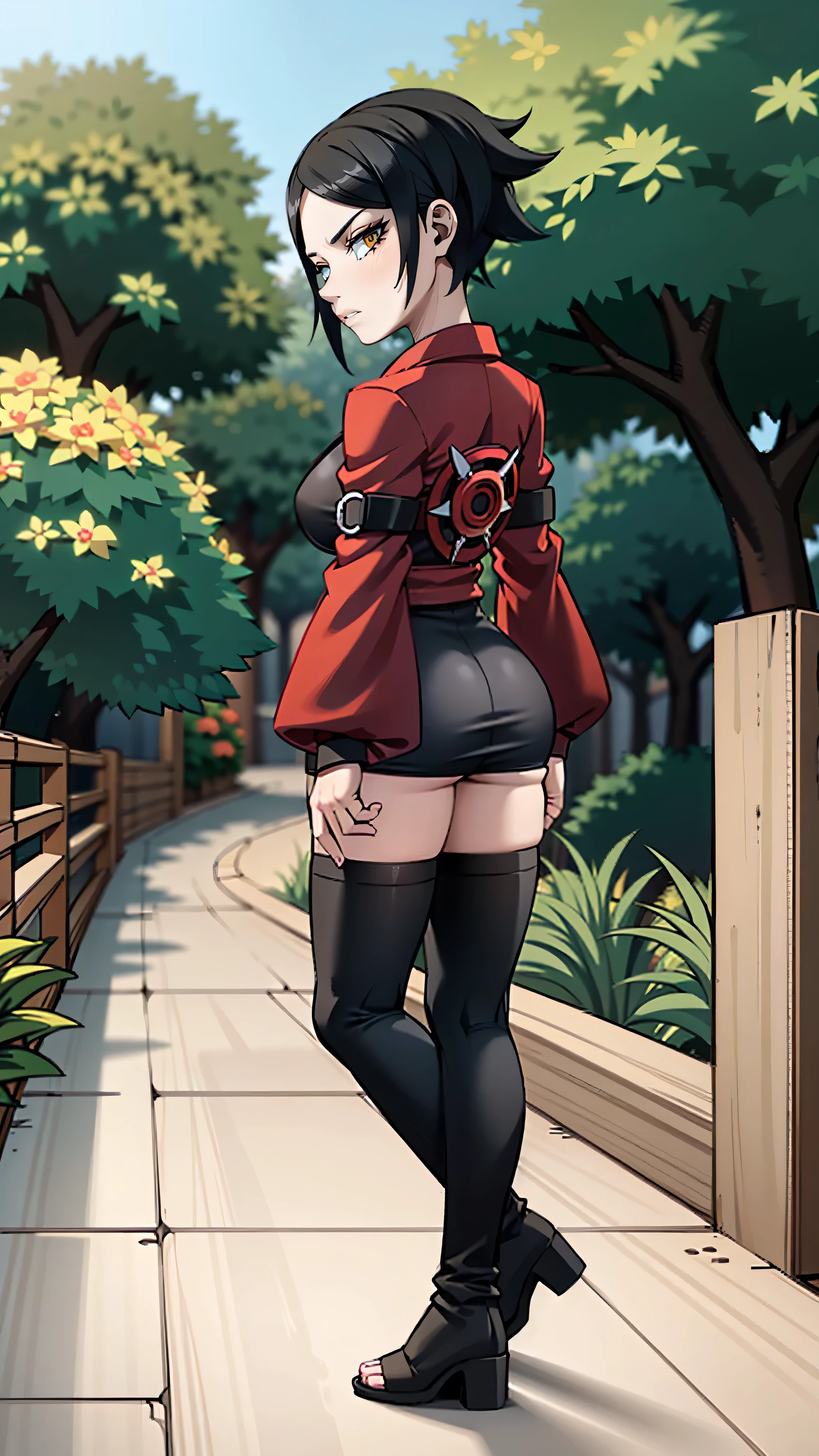 Bild von Sarada Uchiha mit aktiviertem Sharingan, Wear a red sleeveless turtleneck kimono in realistic style. Create a detailed depiction of Sarada Uchiha in a dark and stormy environment, mit Strahlen, die die Landschaft erhellen. Heben Sie Saradas entschlossenen Gesichtsausdruck hervor, the details of the red kimono and the intensity of the Sharingan in her eyes. Add shading, um dem Bild Tiefe und Realismus zu verleihen, Filmische Details, hiperdetalhados, Wahnsinnig, Beautifully colored, Unreal-Engine, DOF, Super-Resolution, Megapixel, Kinematographische Beleuchtung, Antialiasing, FKAA, TXAA, RTX, SSAO, Nachbearbeitung, Postproduktion, Tone Mapping, ..cgi, VFX (Grafiken), Soundeffekte, wahnsinnig detailliert und kompliziert, Hyper-Perfektionist, Hyperrealistisch, volumático, fotorealistisch, ultra fotorreal |, Ultra-detailliert, Komplizierte Details, 8K, Super detailliert, Colouring, Volumetrische Beleuchtung, HDR, realistisch, Unreal-Engine, 16k, scharfer Fokus, Oktan-Rendering,middle large ,big ass,sexy,NSFW