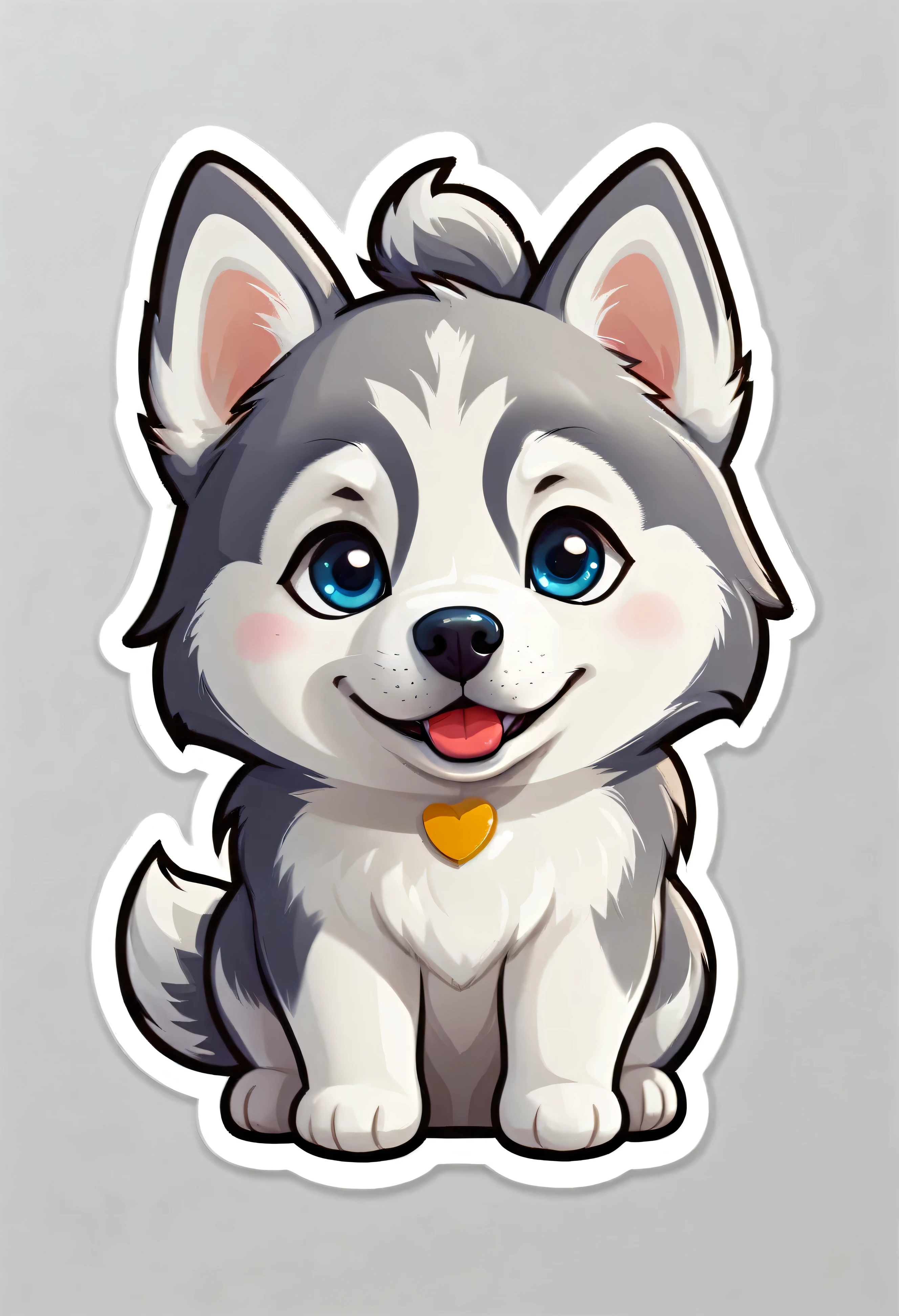 1 sticker, puppy, Siberian Husky, Round eyes, Cute eyes, Cute gestures, Cute expression, Simple Background